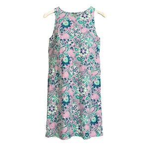 Talbots Lilac and green Floral sleeveless Dress size L Gently used.